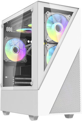 Darkflash Aigo E330M Gaming Midi Tower Κουτί Υπολογιστή με Πλαϊνό Παράθυρο και RGB Φωτισμό Λευκό