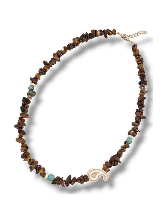 The Art of Beading Halskette aus Vergoldetem Stahl Braune