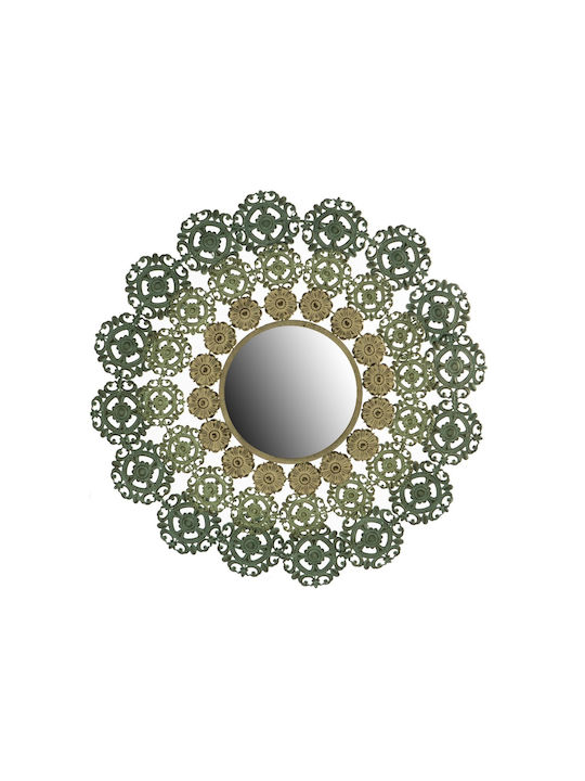 Artekko Medallion Oglindă de Perete cu Verde Ramă din Metalic Diametru 96cm 1buc