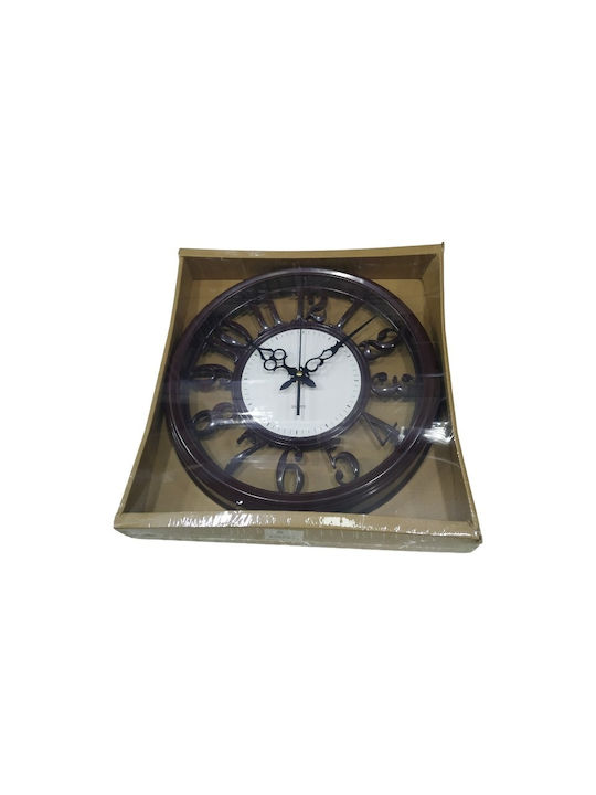 Wall Clock Plastic Brown Ø35cm