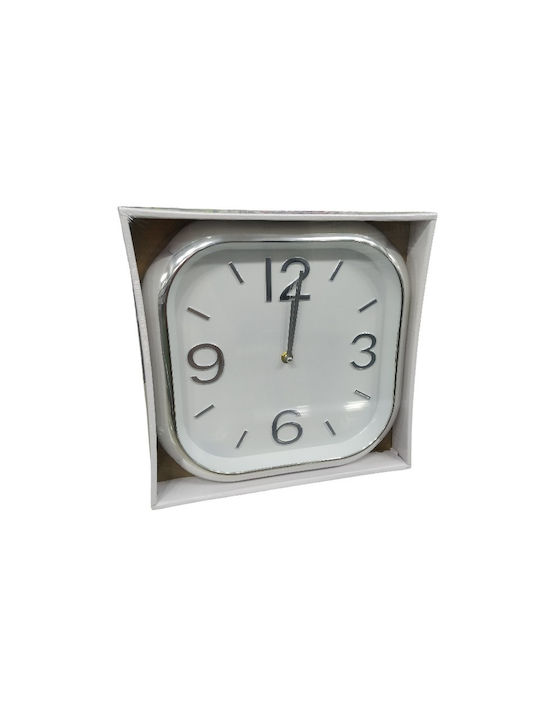 Wall Clock Plastic White/Silver 30x30cm