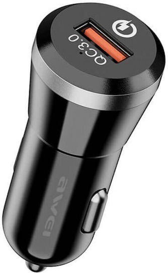 Awei Car Charger 18W 2.4A Fast Charging with one Port: 1xUSB Black Color