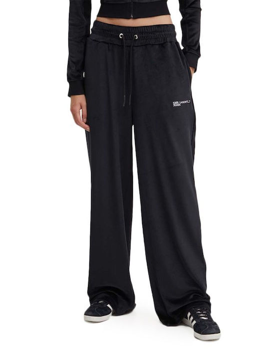 Karl Lagerfeld Pantaloni de trening pentru femei BLACK Catifea