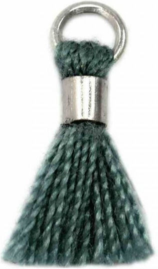 Silver Tassels Silver Ring Grey-Blue 13mm 10pcs