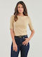 Women's Blouse Cotton Long Sleeve Beige
