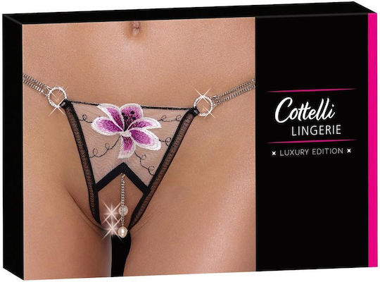 Boss Of Toys Γυναικείο Sexy String Αυτοκινήτου με Πέρλες Μαύρο