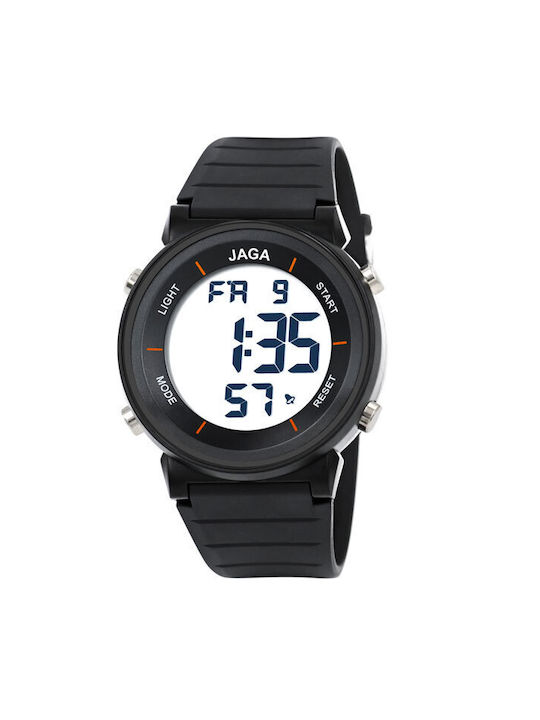 Jaga Digital Watch Battery with Black Rubber Strap