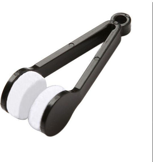 Instrument de curățare cu 2 capete din microfibră pentru întreținerea lentilelor ochelarilor 7×2 cm negru