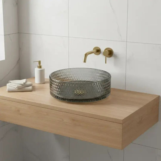 Tema Countertop Sink Glass 40x40x11cm Black