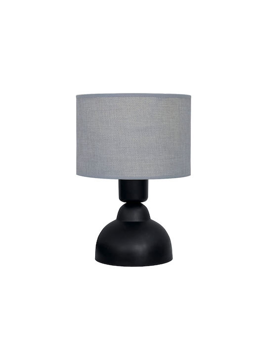 Heronia Plastic Vintage Table Lamp for Socket E27 with Gray Shade and Black Base