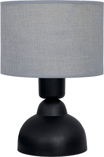 Heronia Plastic Vintage Table Lamp for Socket E27 with Gray Shade and Black Base