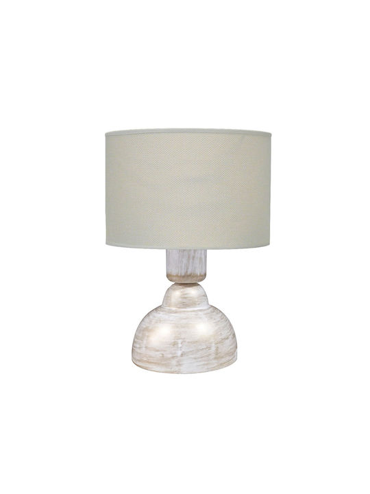Heronia Plastic Vintage Table Lamp for Socket E27 with Beige Shade and Bronze Base