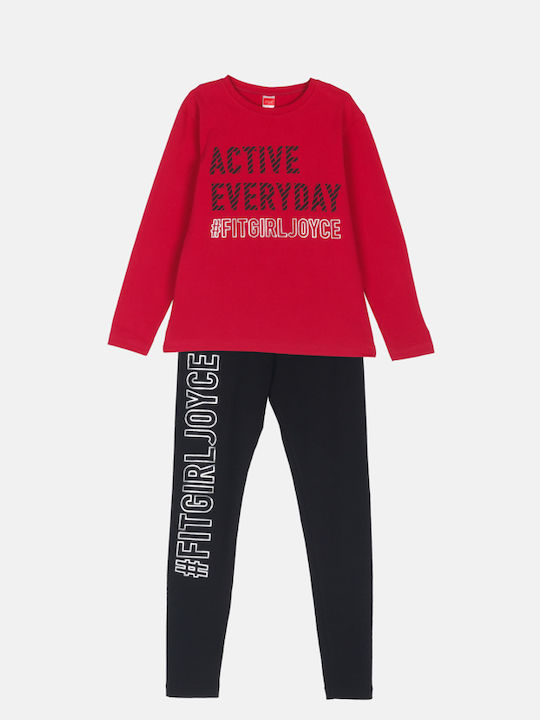 Kids' Set with Leggings Winter 2pcs Burgundy Active Everyday