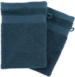 Set aus Badehandschuhen Atmosphera Baumwolle 450gsm Maße 15x21cm 2 Stück Ägäisblau 125865y