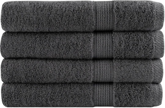 vidaXL Set 4 Hotel Pool and Beach Towels 200x80 cm 600gsm Charcoal
