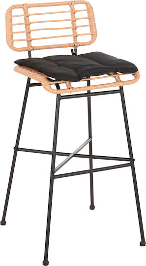 Scaun Rafturi și dulapuri pentru vin de Grădină Rattan Allegra cu pernă Black-wicker Beige 1buc 48x49x99cm