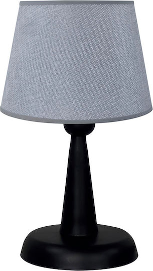 Heronia Plastic Vintage Table Lamp for Socket E27 with Gray Shade and Black Base