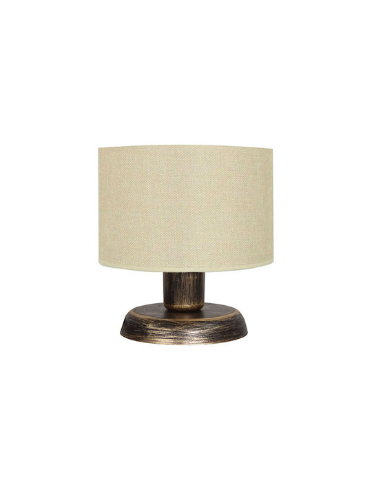 Heronia Plastic Table Lamp for Socket E27 with Beige Shade and Bronze Base