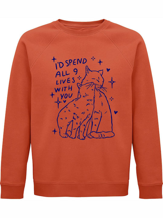 I'll Spend All 9 Lives With You Cat Lovers Sweatshirt Orange