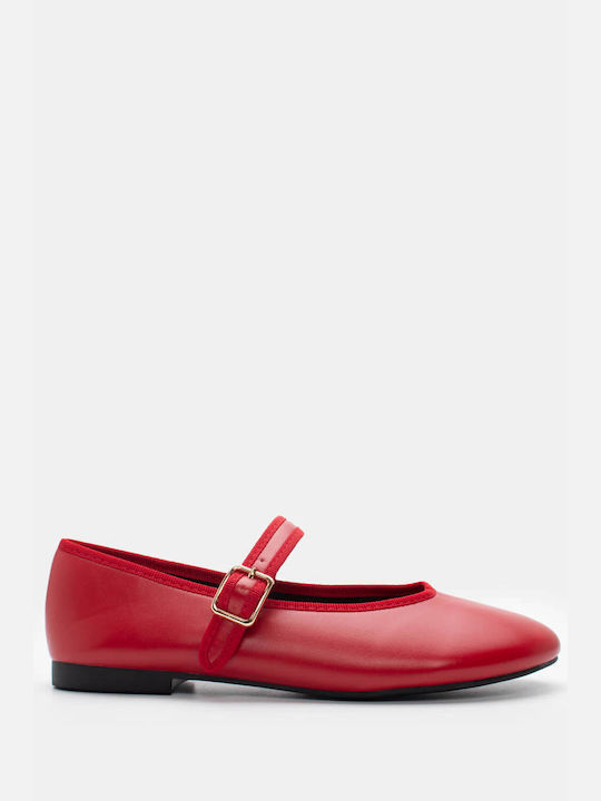 Luigi Synthetic Leather Pointy Ballerinas Red