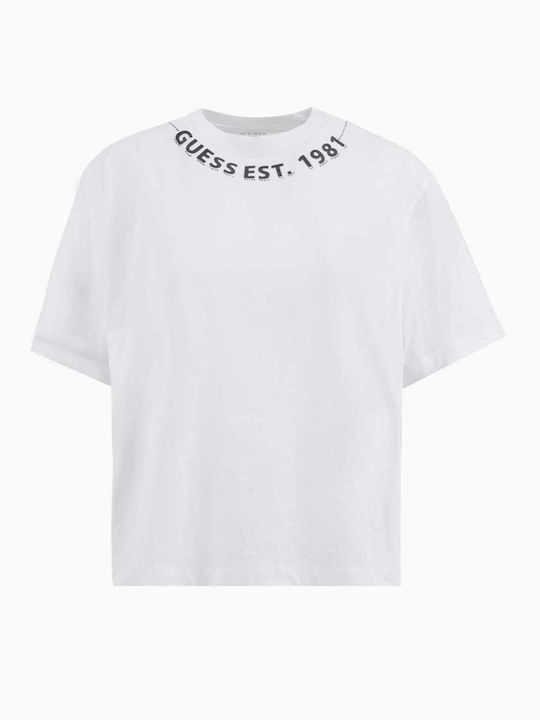 Guess Women's T-shirt Checked White