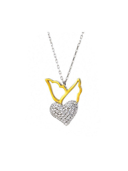 Goldsmith Necklace with design Heart from Silver with Zircon