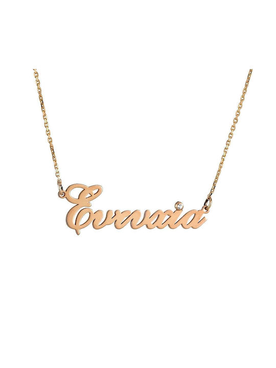 Goldsmith Necklace Name from Pink Gold Plated Silver