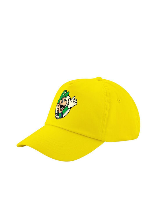 Koupakoupa Παιδικό Καπέλο Jockey Υφασμάτινο Super Mario Luigi Win Κίτρινο