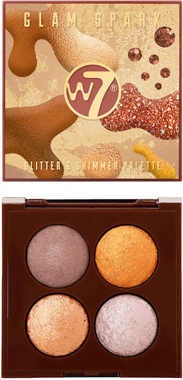 W7 Cosmetics Glam Eye Shadow Palette in Solid Form Glam Spark Glitter & Shimmer 4gr