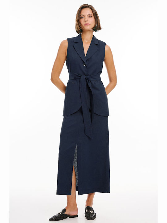 Bill Cost Linen Maxi Skirt Blue