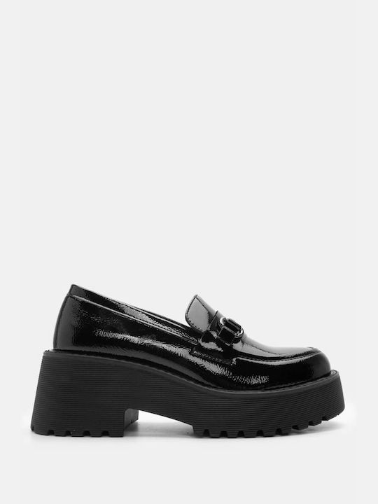 Luigi Patent Leather Women's Moccasins in Black Color