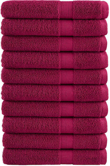 vidaXL Set 10 Hotel Pool and Beach Towels 200x100 cm 600gsm Burgundy