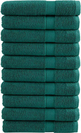vidaXL Set 10 Hotel Pool and Beach Towels 200x80 cm 600gsm Green