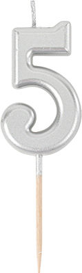 Geburtstagskerze Nummer "5" in Gray Farbe 77904