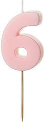 PartyDeco Κεράκι Γενεθλίων Αριθμός "6" σε Ροζ Χ...