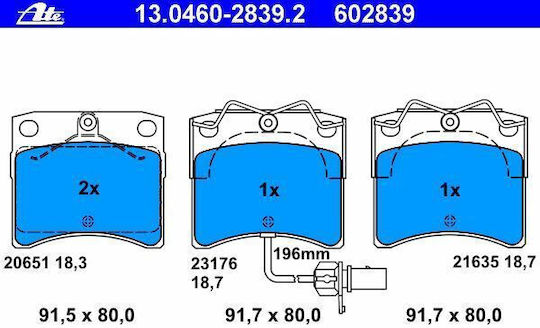 Vw Transporter Iv Chassis Brake Pads 70xd Ate 13046028392
