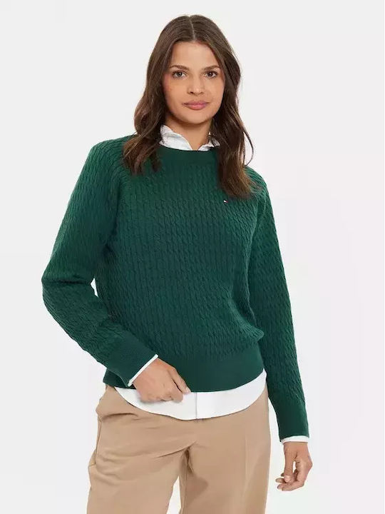Tommy Hilfiger Cable Women's Sweater Cotton Green