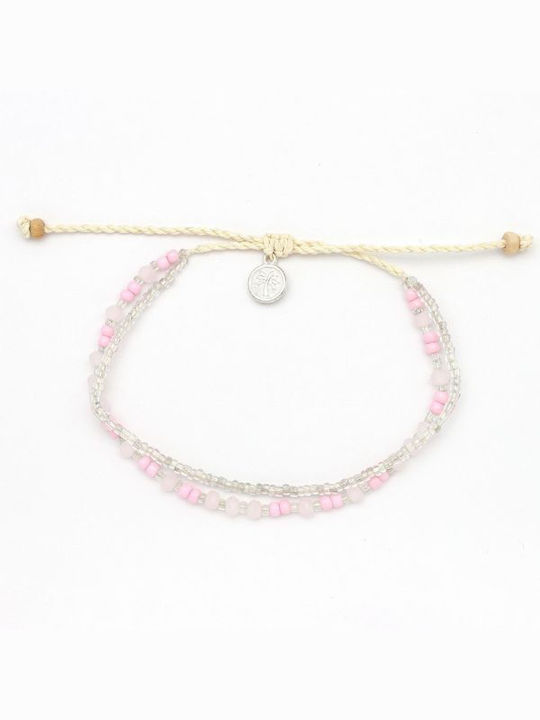 Bracelet 2 Rows Beads Pink