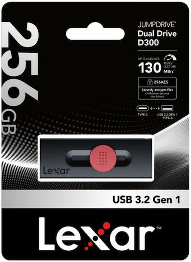 Lexar Dual 256GB USB 2.0 Stick με σύνδεση USB-A & USB-C Μαύρο