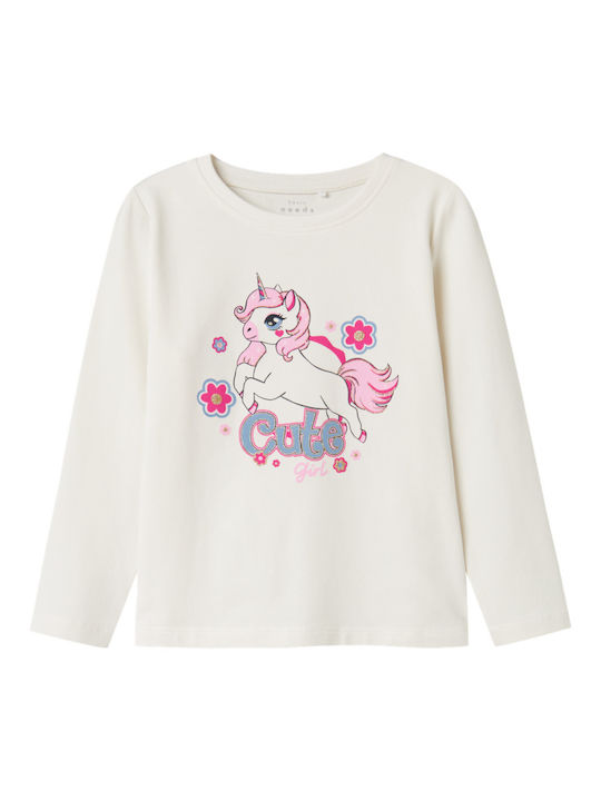 Name It Kids Blouse Long Sleeve White Jet Stream Cute Girl