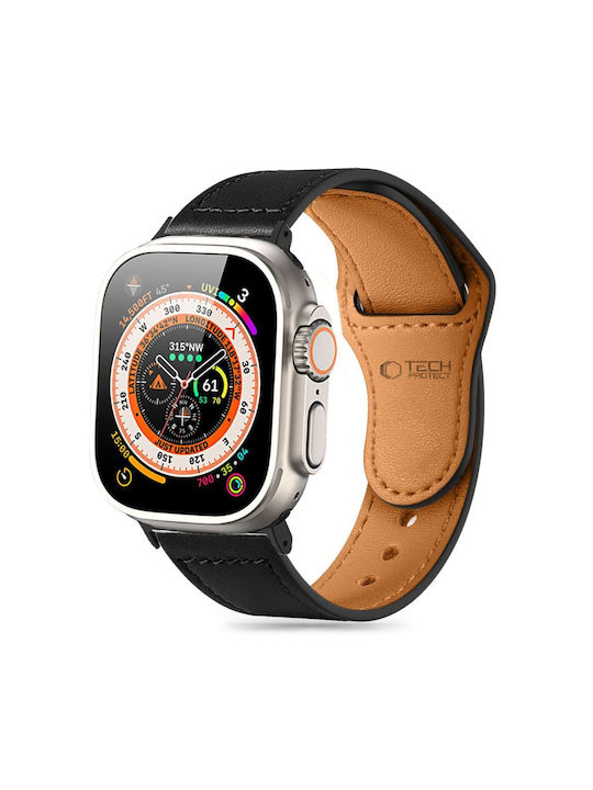 Tech-Protect Naturalfit Armband Leder mit Pin Schwarz (Apple Watch 38/40/41/42mm)