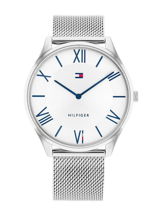 Tommy Hilfiger Becker Ανδρικό Ρολόι 43mm Μπαταρίας με Ασημί Ατσάλινο Μπρασελέ