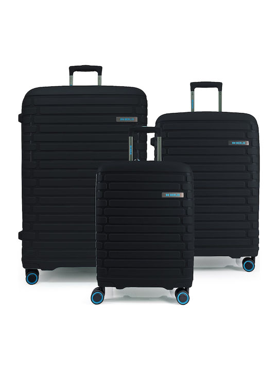 Bg Berlin Hard Travel Suitcases Black with 4 Wheels Set 3pcs