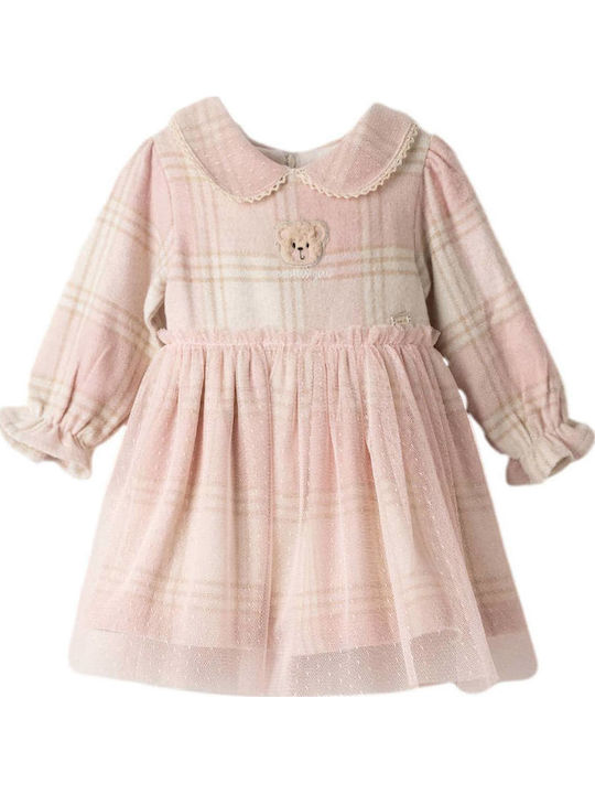 Children's Dress Long Sleeve Set with Accessories Beige, Pink