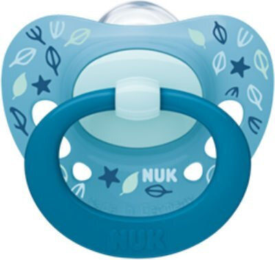 Nuk Pacifier Silicone Signature Stars Blue Night with Case for 6-18 months 1pcs