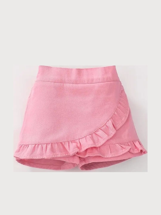 Kids Pink Fringed Skort-Skirt