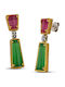 Silver Two-Tone Hanging Earrings Dimitrios-exclusive Mineral Colored Stones Cat Eye Code s184
