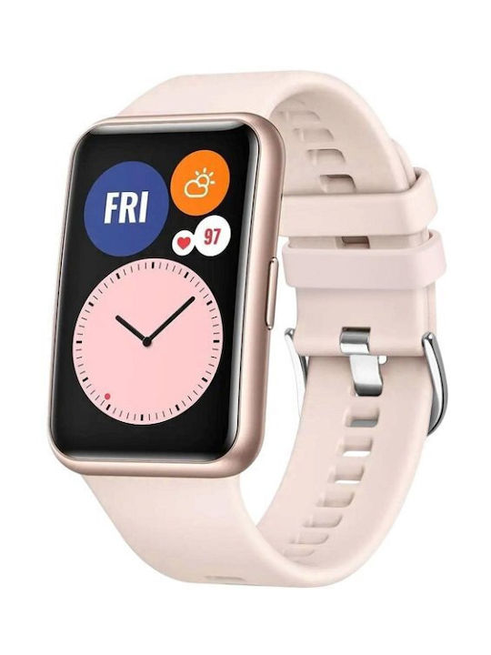 Fixed Silicone Strap Huawei Watch Fit Pink Fixed Silicone Strap Huawei Watch Fit Pink