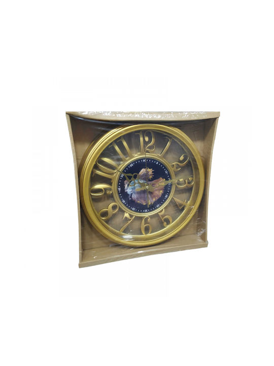 Ρολόι Τοίχου Πλαστικό Gold Ø30cm (Διάφορα Σχέδια)