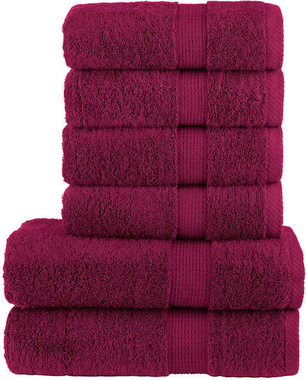 vidaXL Badehandtuch-Set 6-tlg Burgundisch Gewicht 600gr/m²